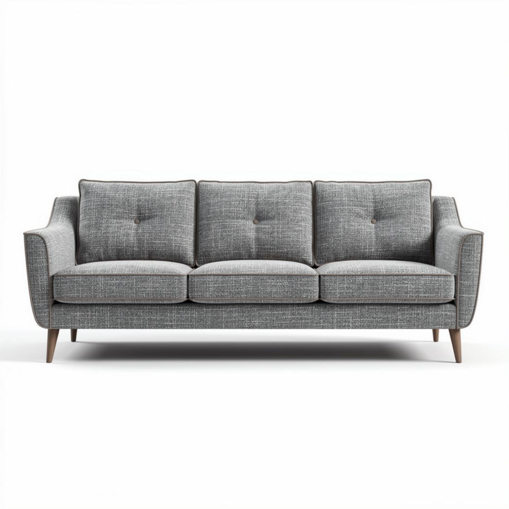 Canapé gris en tissu avec pieds en bois dimensions 210 x 90 x 85cm