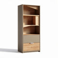 Bibliothèque en bois naturel avec tiroir couleur beige 40 x 20 x 120 cm