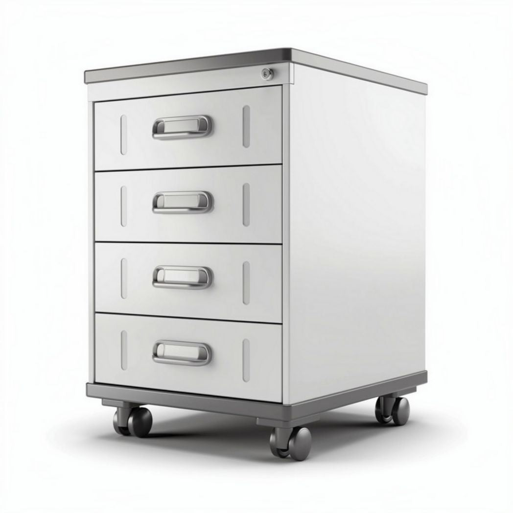 Meuble de rangement mobile en métal avec quatre tiroirs gris 40 x 50 x 70cm
