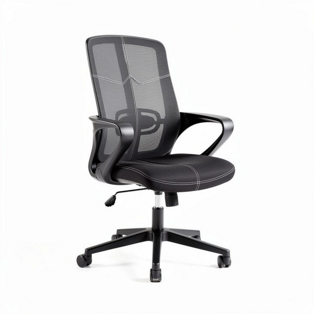 Chaise de bureau ergonomique en maille noire avec accoudoirs ajustables