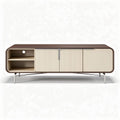 Meuble TV en bois et métal avec rangement beige et dimensions 120 x 40 x 45cm