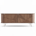 Meuble tv en bois marron avec portes et motifs géométriques 150 x 40 x 60cm