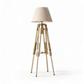 Lampe sur trépied en métal doré avec abat-jour en tissu crème 40 x 40 x 150cm