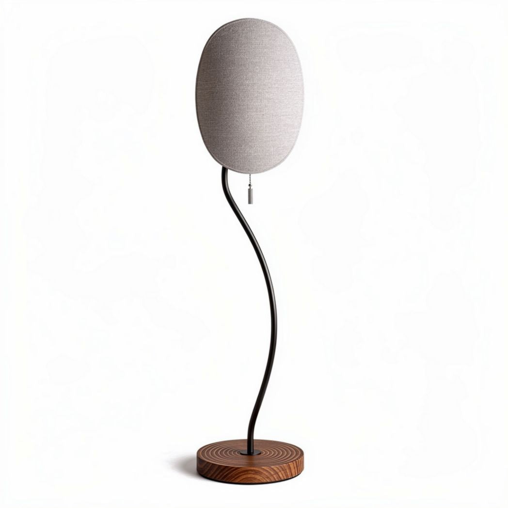 Lampe sur pied en métal noir et abat-jour en tissu gris 25 x 25 x 150cm