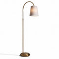 Lampe sur pied moderne en métal doré avec abat-jour en tissu gris 30 x 15 x 150cm