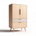 Armoire contemporaine en bois de hêtre 80 x 40 x 120 cm avec tiroirs blancs
