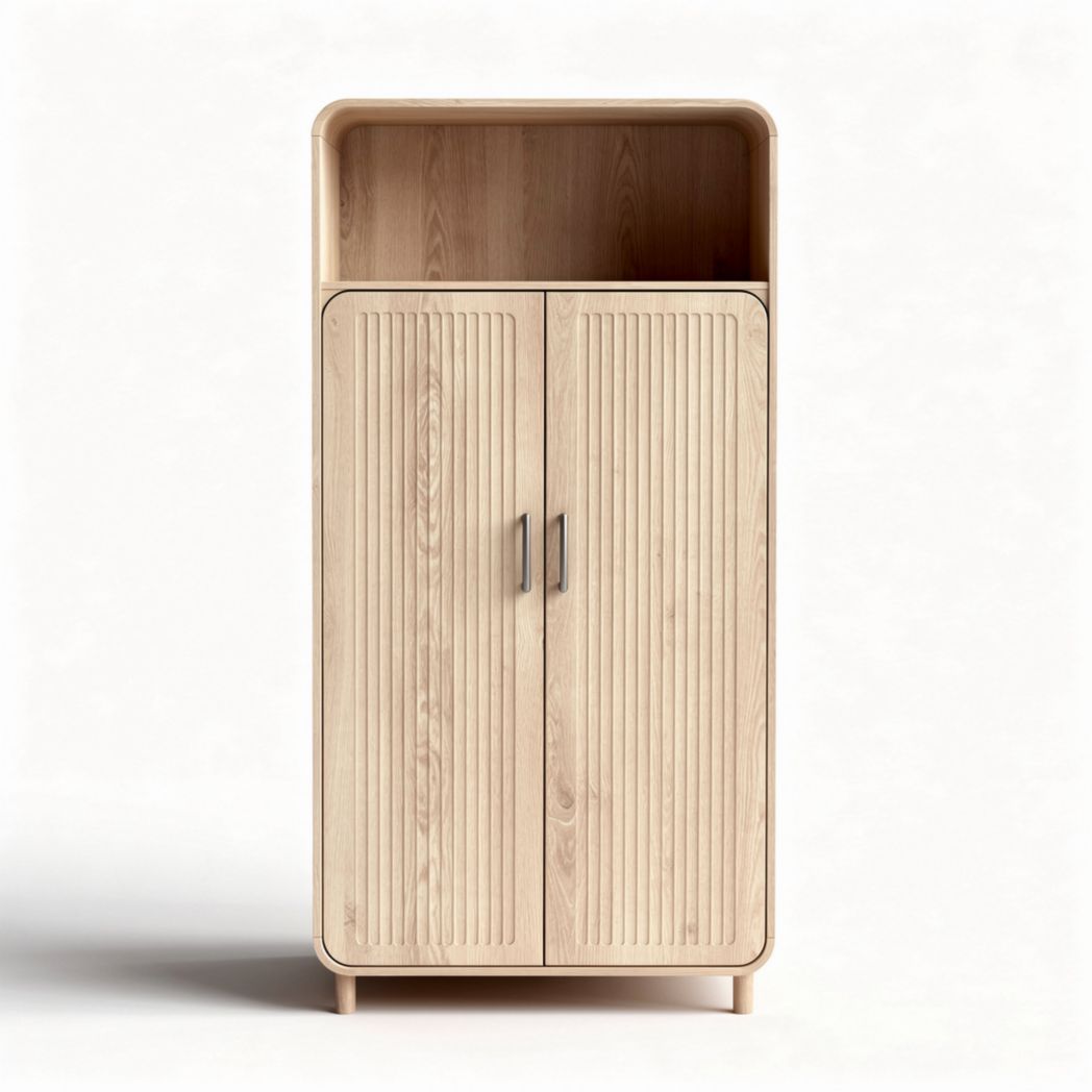 Armoire en bois clair avec étagère supérieure 80 x 40 x 150cm