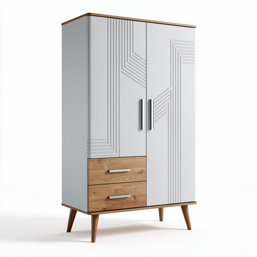 Armoire avec tiroirs en bois et finition blanche 180 x 90 x 50cm