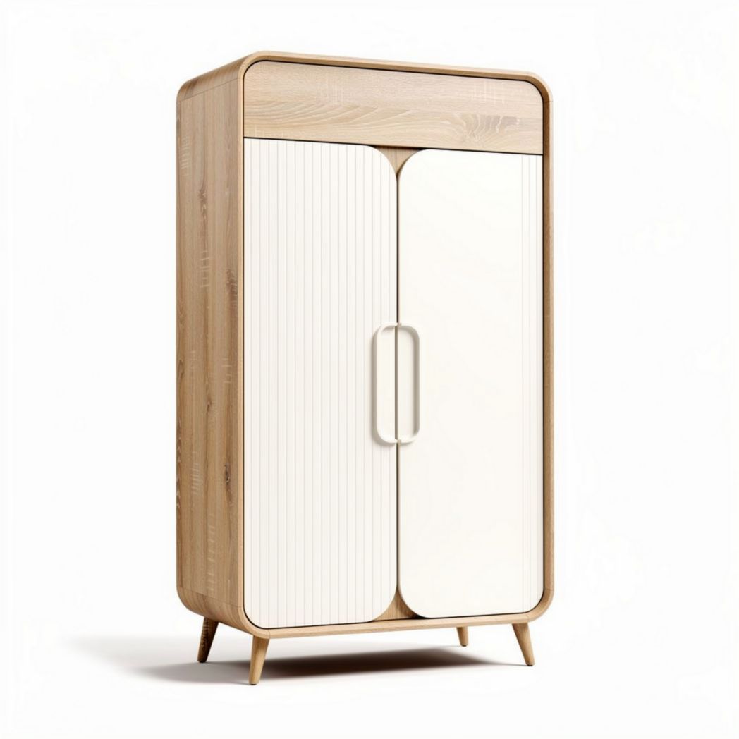 Armoire en bois de sapin avec portes blanches 80 x 40 x 150cm
