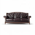 Canapé en cuir marron avec dossier capitonné dimensions 200 x 85 x 90 cm