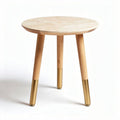 Table ronde en bois avec pieds en métal doré de dimensions 60 x 60 x 75cm