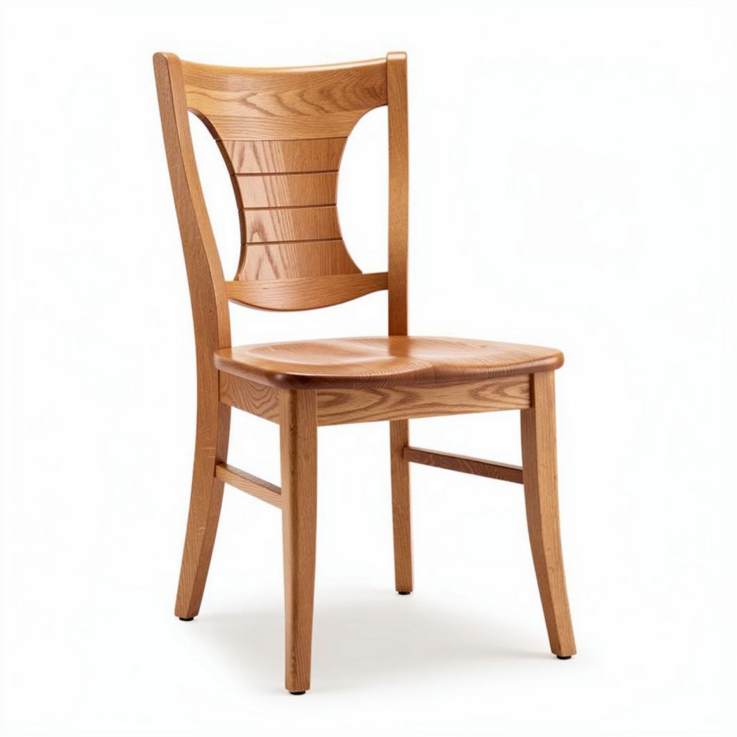 Chaise en bois naturel avec assise plate et dossier ajouré 45 x 42 x 90cm