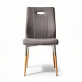 Chaise en tissu gris avec structure en métal et pieds en bois 45 x 50 x 85cm
